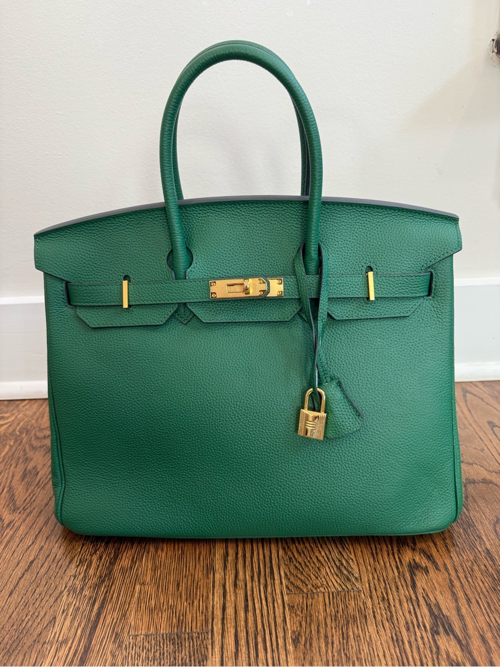 Unbranded, Birkin inspired 35cm Emerald Leather Tote with Gold Hardware - Picture 1 of 6